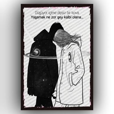 Düşüyor içime Ahşap Retro Poster