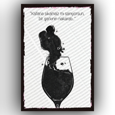 Kafana sıkamaz mı Ahşap Retro Poster