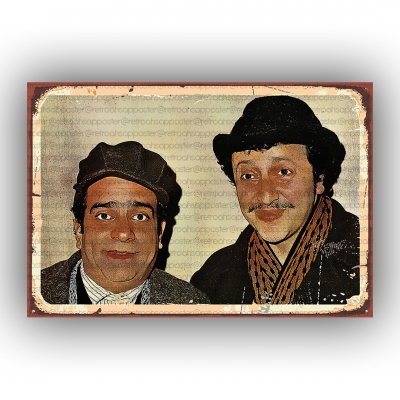 Metin Akpınar Zeki Alasya Yeşilçam Ahşap Retro Poster