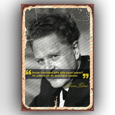 Nazım Hikmet Ahşap Retro Poster