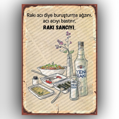 Rakı Ahşap Retro Poster