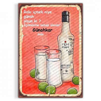 Rakı Ahşap Retro Poster
