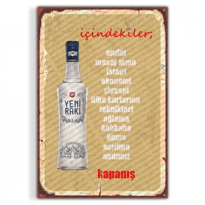 Rakı Ahşap Retro Poster