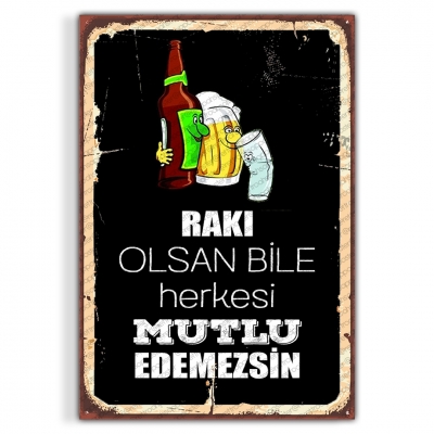 Rakı Ahşap Retro Poster