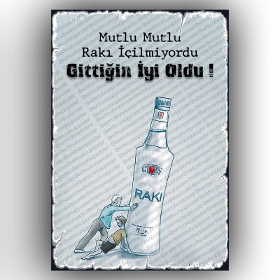 Rakı Ahşap Retro Poster