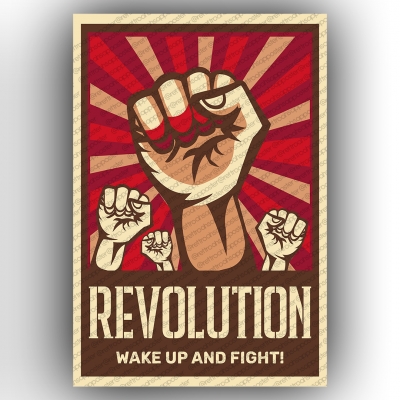 Revolution Ahşap Retro Poster