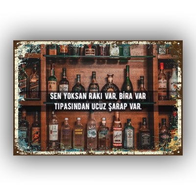 Sen yoksan Ahşap Retro Poster