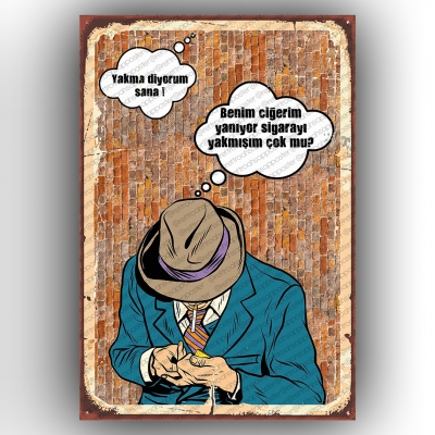 Sigara Ahşap Retro Poster