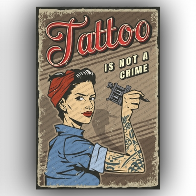 Tattoo Ahşap Retro Poster