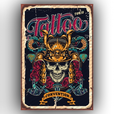 Tattoo Ahşap Retro Poster
