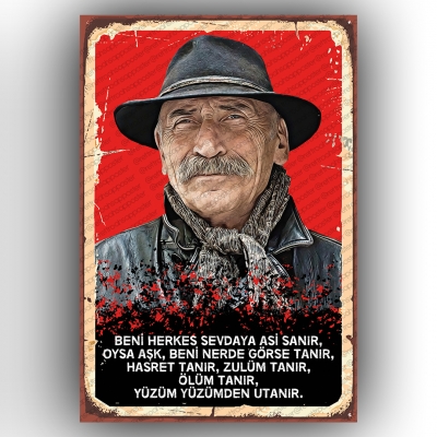 Tuncel Kurtiz Ahşap Retro Poster
