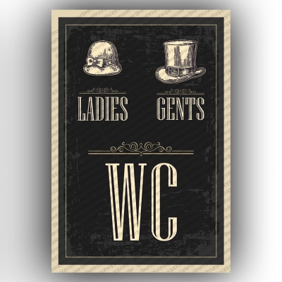 Wc Ahşap Retro Poster