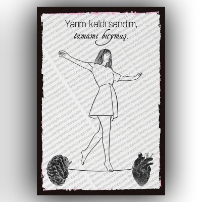 Yarım kaldı sandım Ahşap Retro Poster