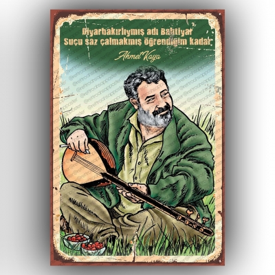 Ahmet Kaya Ahşap Retro Poster