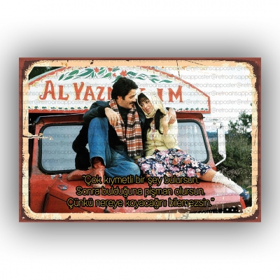 Al Yazmalım Yeşilçam Retro Ahşap Poster