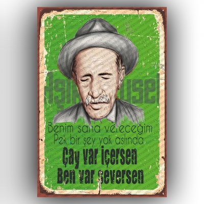 Aşık Veysel Ahşap Retro Poster