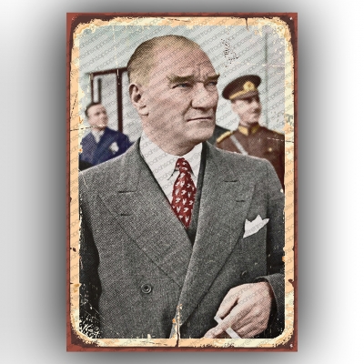 Atatürk Retro Ahşap Poster
