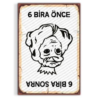 Bira Önce Sonra Retro Ahşap Poster