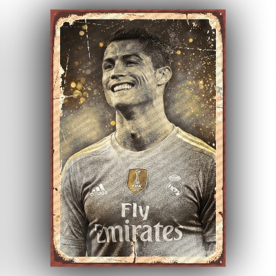 Cristiano Ronaldo Tuvalet Retro Ahşap Poster