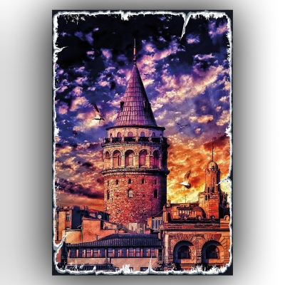 Galata Kulesi Ahşap Poster