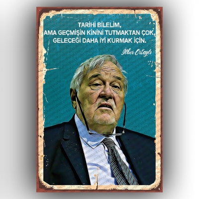 İlber Ortaylı Retro Ahşap Poster