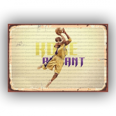 Kobe Bryant Ahşap Retro Poster