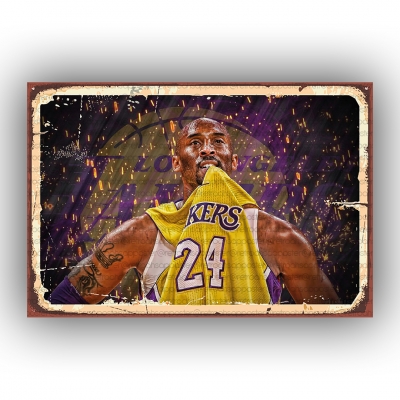 Kobe Bryant Ahşap Retro Poster