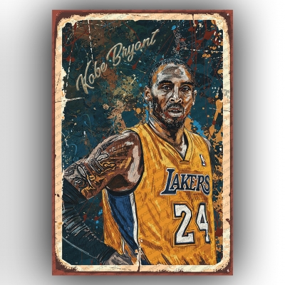 Kobe Bryant Ahşap Retro Poster