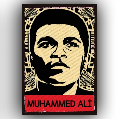 Muhammed Ali Retro Ahşap Poster