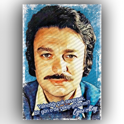 Oğuz Atay Ahşap Retro Poster
