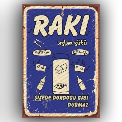 Rakı Ahşap Retro Poster