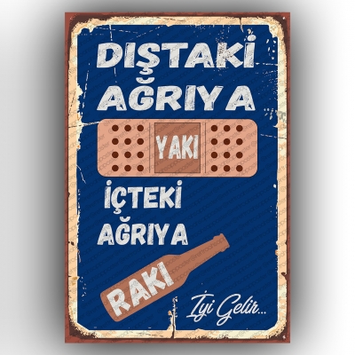 Rakı Retro Ahşap Poster
