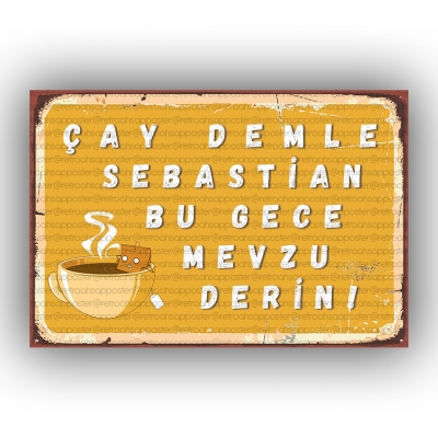 Çay Demle Retro Ahşap Poster