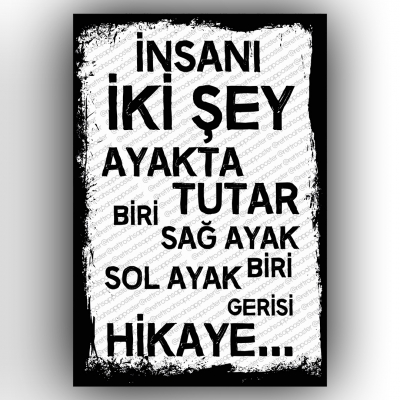İnsanı iki şey... Retro Ahşap Poster