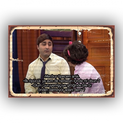 Naime ve Bilal  Retro Ahşap Poster