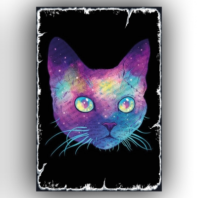 Kedi Ahşap Retro Vintage Poster 