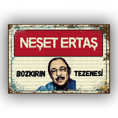 Bozkırın Tezenesi Neşet Ertaş Retro Ahşap Poster