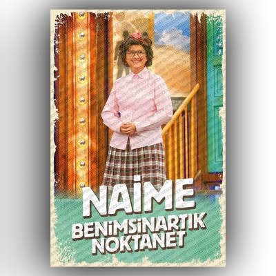 Güldür Güldür Naime Retro Ahşap Poster