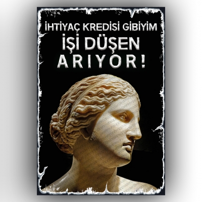  İhtiyaç kredisi gibiyim  Retro Ahşap Poster