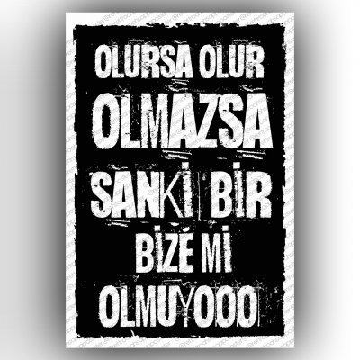 Olursa olur Retro Ahşap Poster