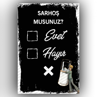 Sarhoş musunuz? Retro Ahşap Poster