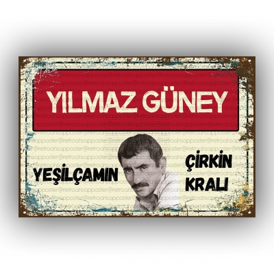 Yeşilçamın Çirkin Kralı Yılmaz Güney  Retro Ahşap Poster