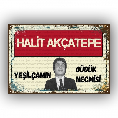 Yeşilçamın Güdük Necmisi Halit Akçatepe Retro Ahşap Poster