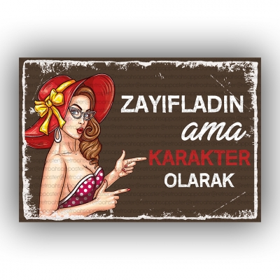 Zayıfladın ama ???? Retro Ahşap Poster