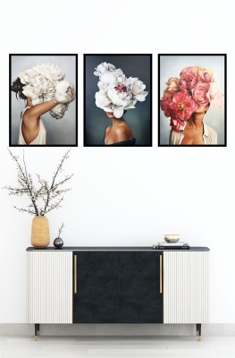 3 Parça Mdf Tablo Seti 30*40 cm Kadınlar Çiçektir 