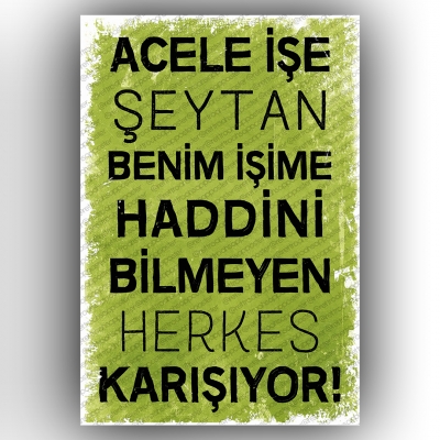 Acele işe Şeyhan... Ahşap Retro Poster