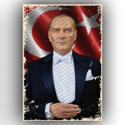 Atatürk  Ahşap Retro Poster