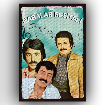 Babalar Resitali  Ahşap Retro Poster