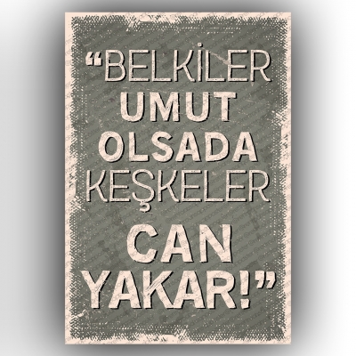 Belkiler Umur Olsa da Ahşap Retro Poster