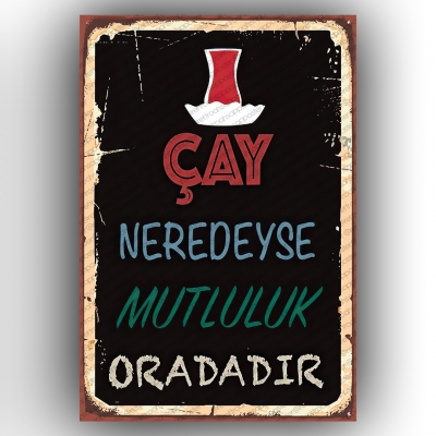 Çay Retro Ahşap Poster